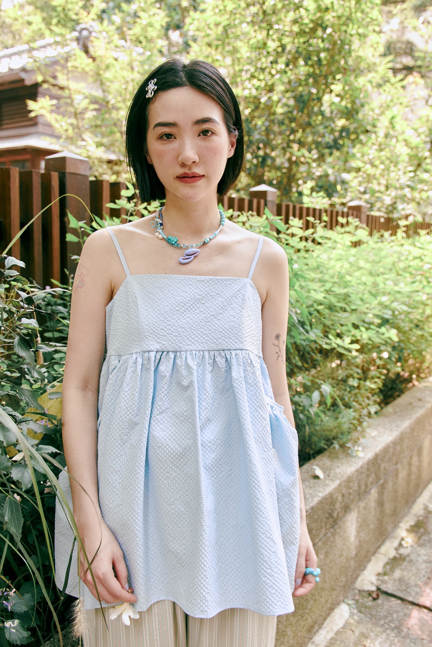 (2色)泡泡細肩上衣