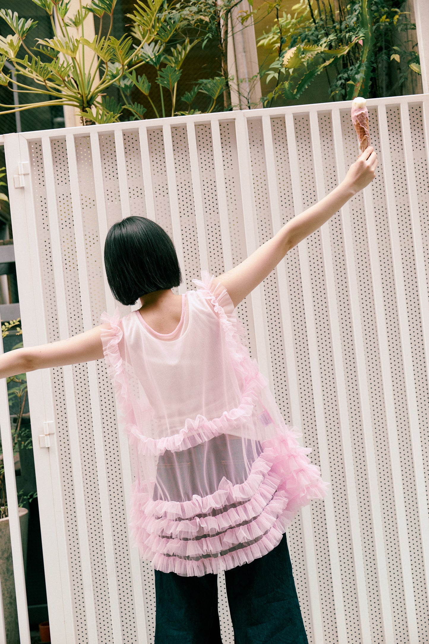 (2色)愛心結蓬紗外罩