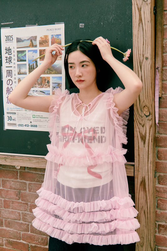 (2色)蝴蝶結壓印背心