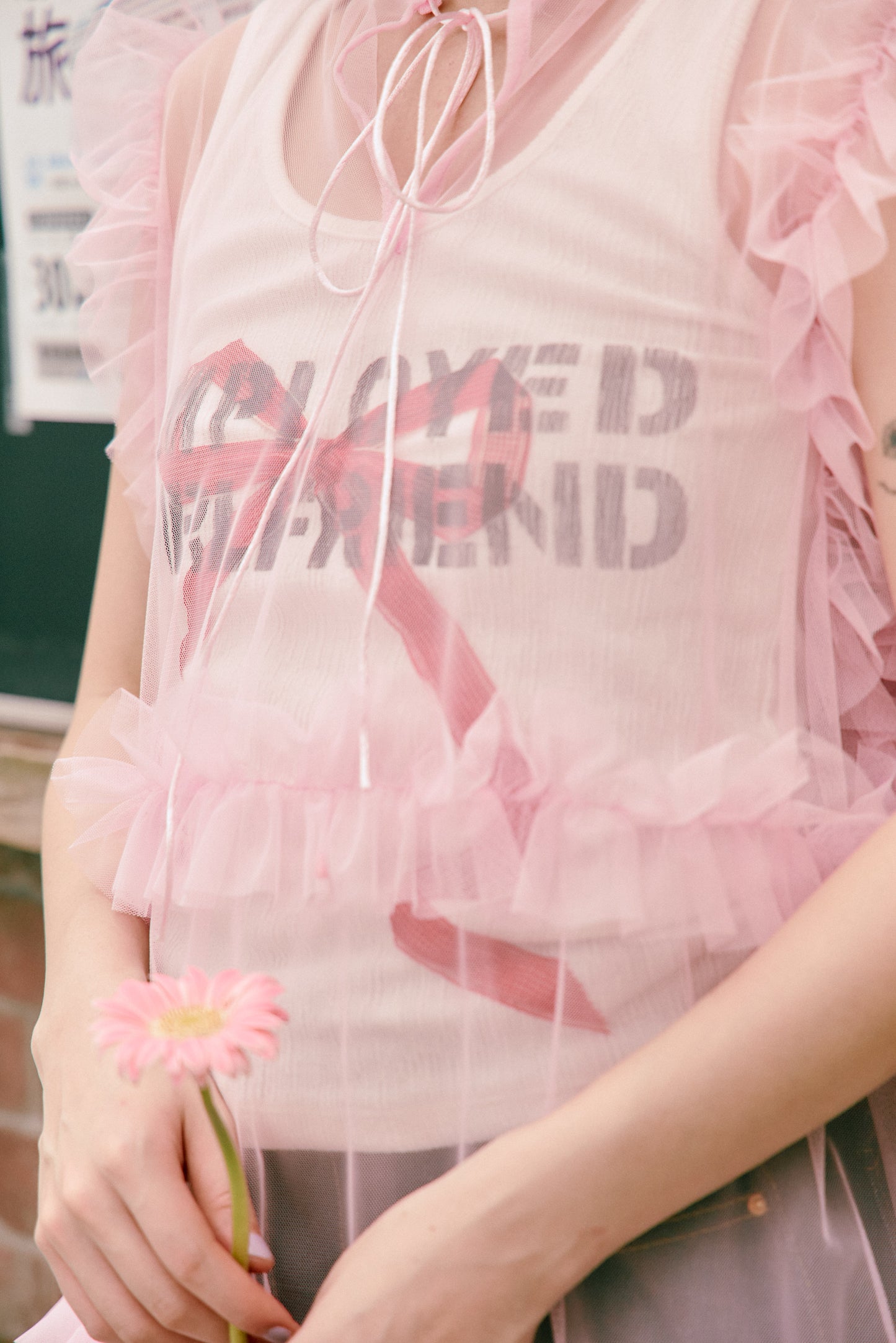 (2色)蝴蝶結壓印背心