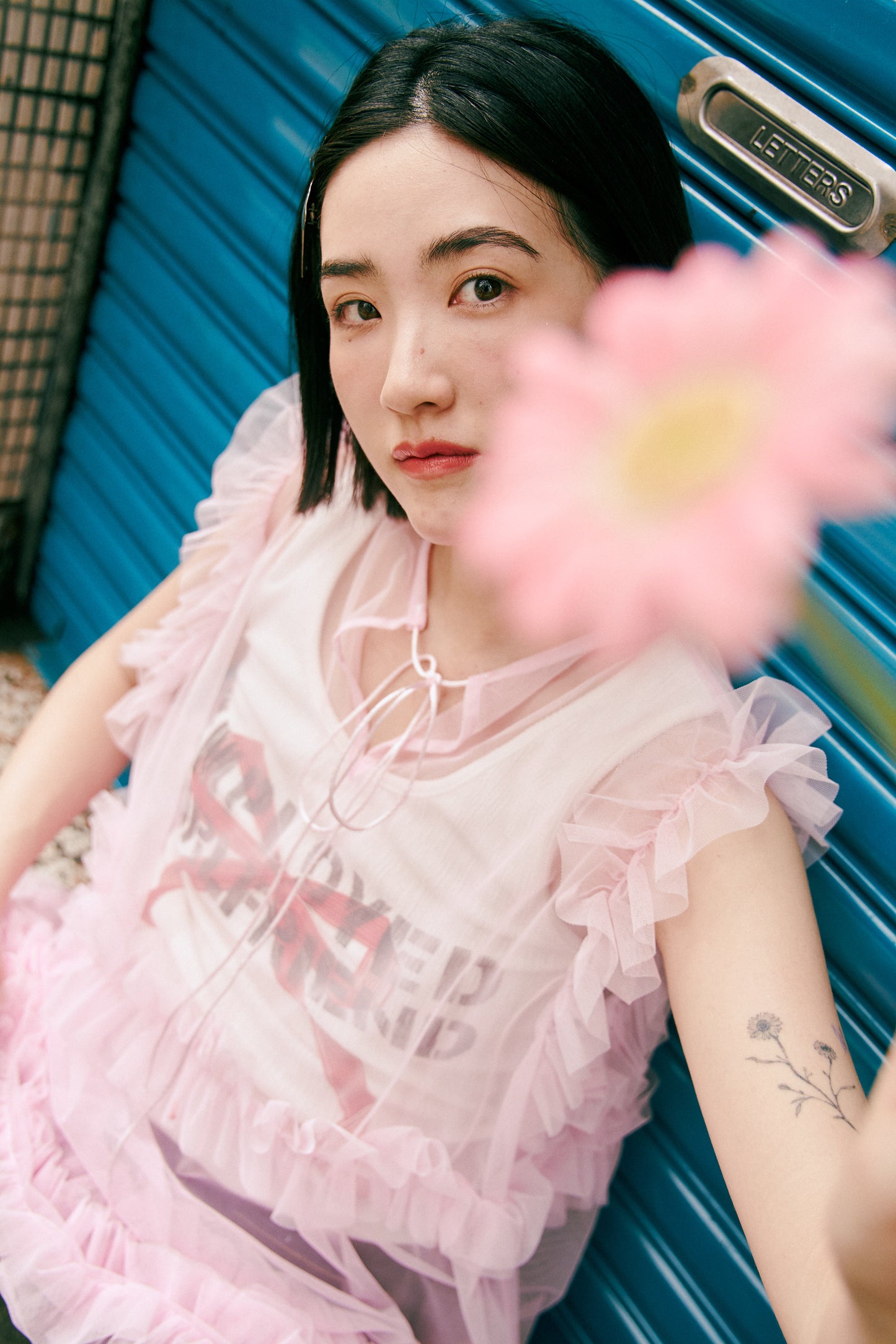 (2色)蝴蝶結壓印背心