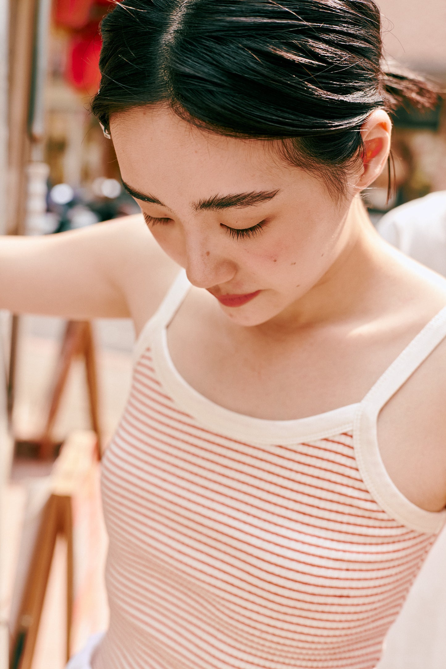 (3色)條紋細肩背心