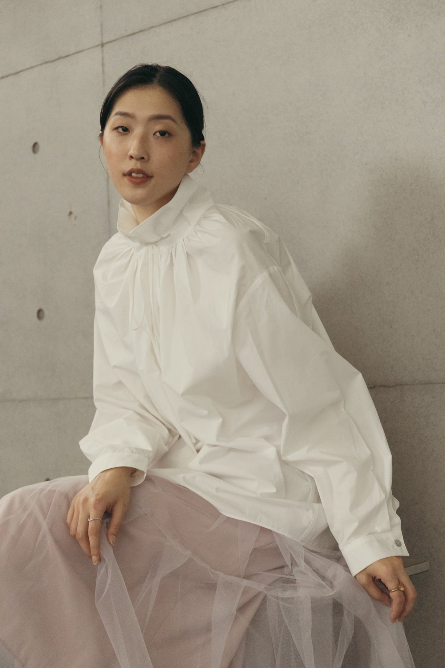 (3色)抽繩綁帶襯衫