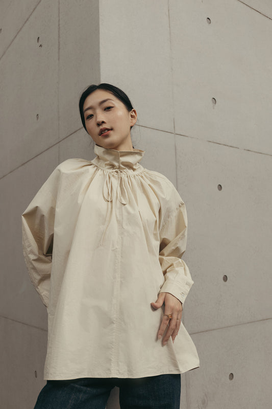 (3色)抽繩綁帶襯衫