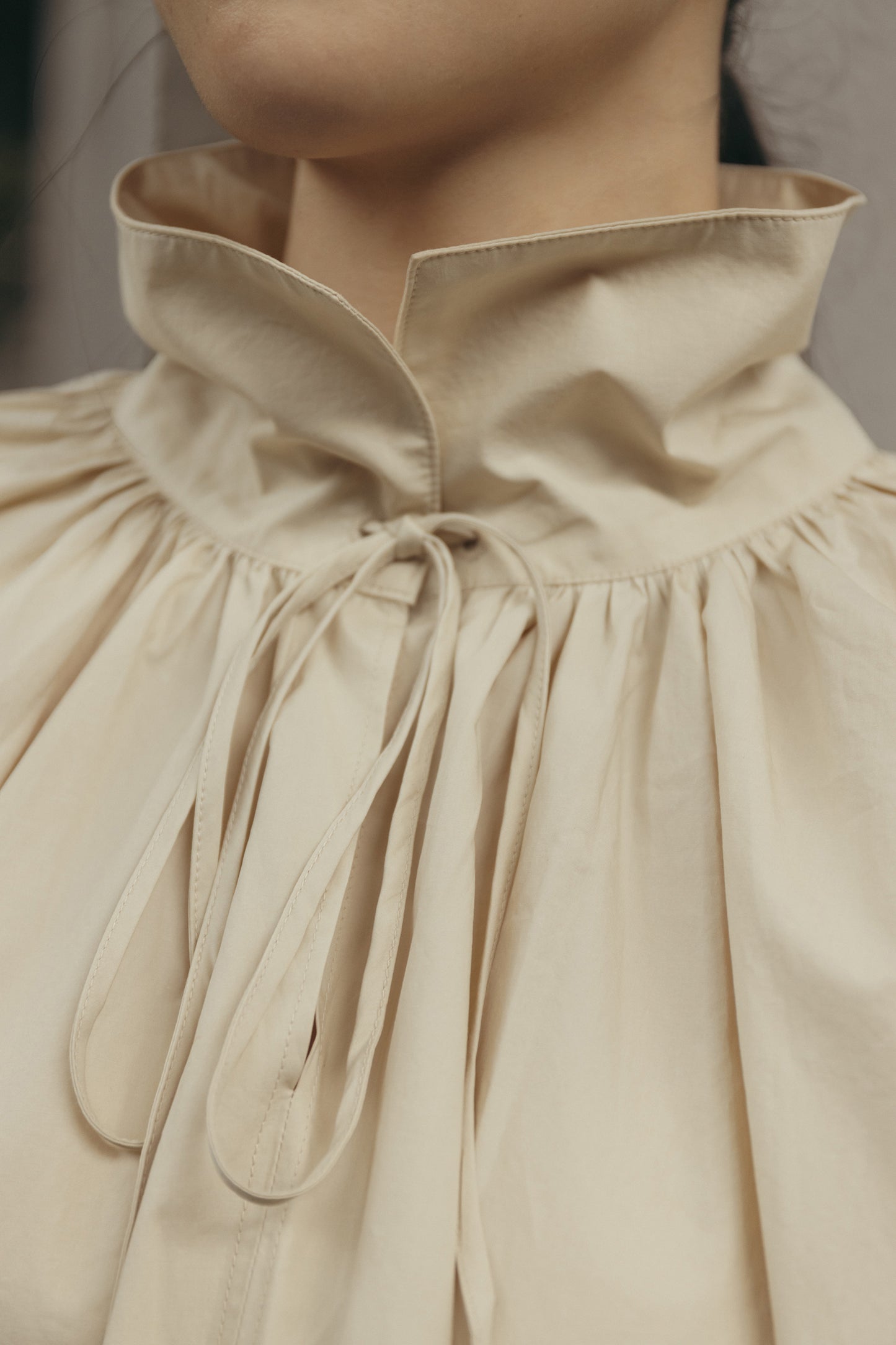 (3色)抽繩綁帶襯衫