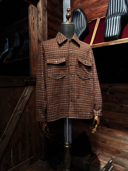 Vintage Brown Plaid Wool Working Shirt