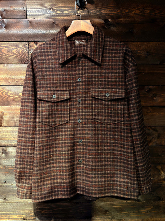 Vintage Brown Plaid Wool Working Shirt