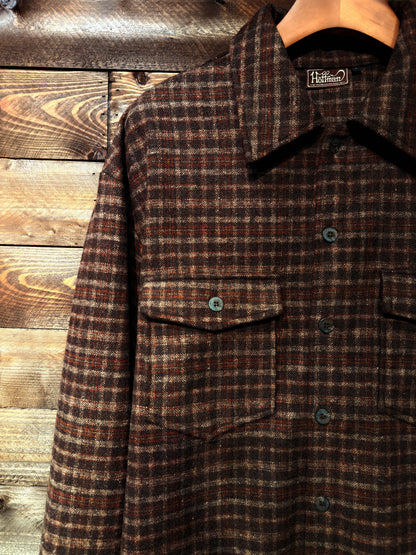 Vintage Brown Plaid Wool Working Shirt