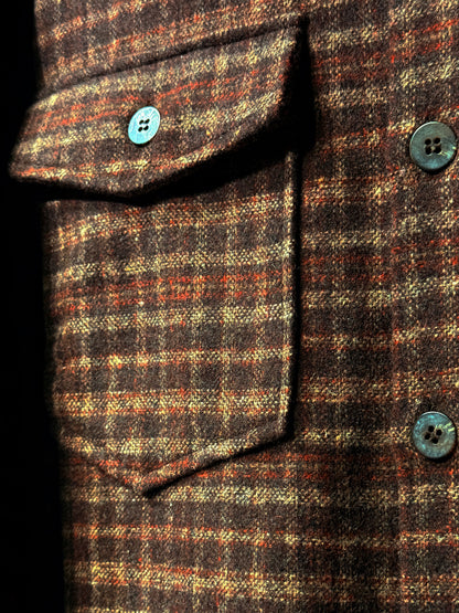 Vintage Brown Plaid Wool Working Shirt