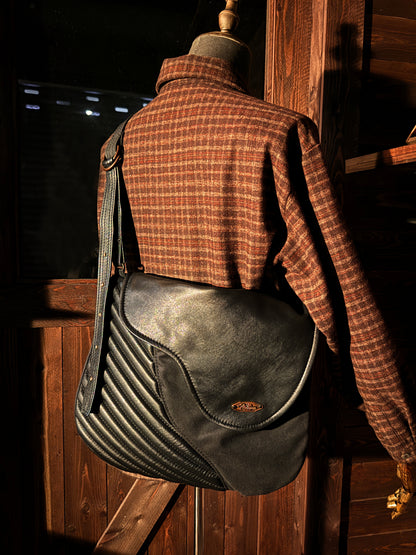 Hoffman Bygone Handcrafted Vertical Embossed Leather Newsboy Bag