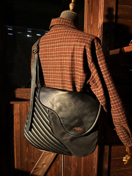 Hoffman Bygone Handcrafted Vertical Embossed Leather Newsboy Bag