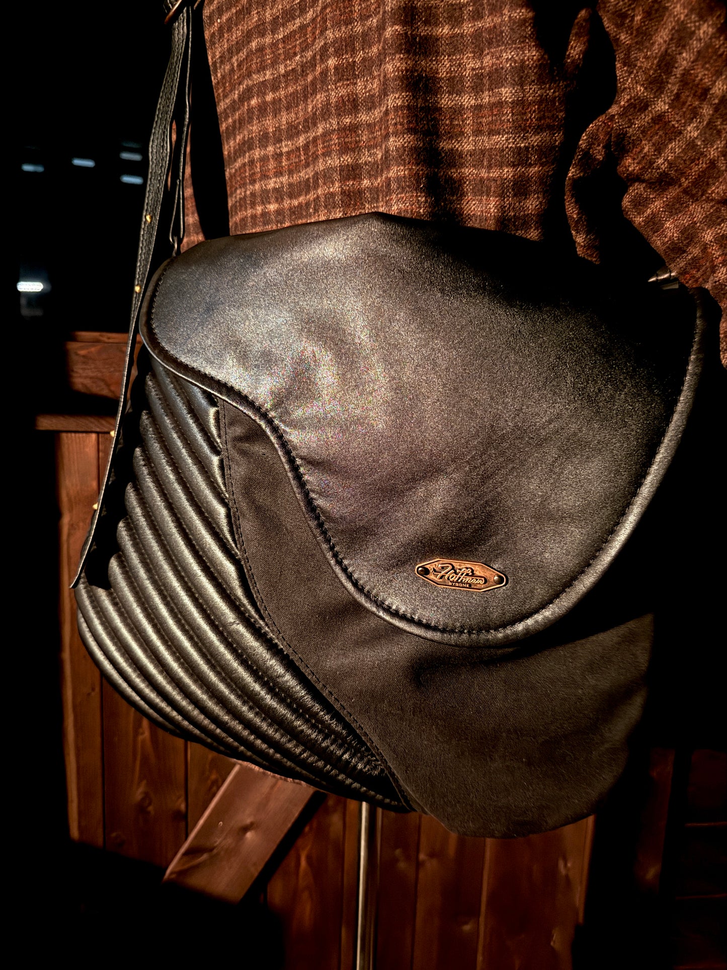 Hoffman Bygone Handcrafted Vertical Embossed Leather Newsboy Bag