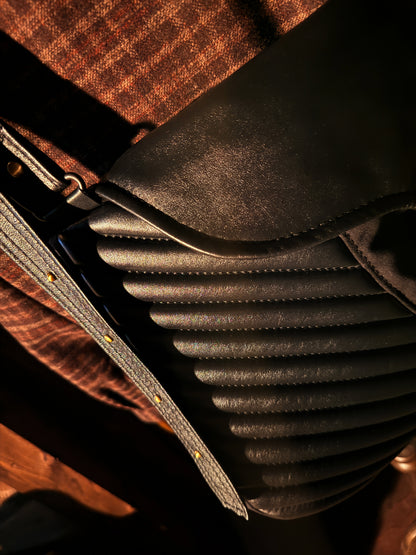 Hoffman Bygone Handcrafted Vertical Embossed Leather Newsboy Bag