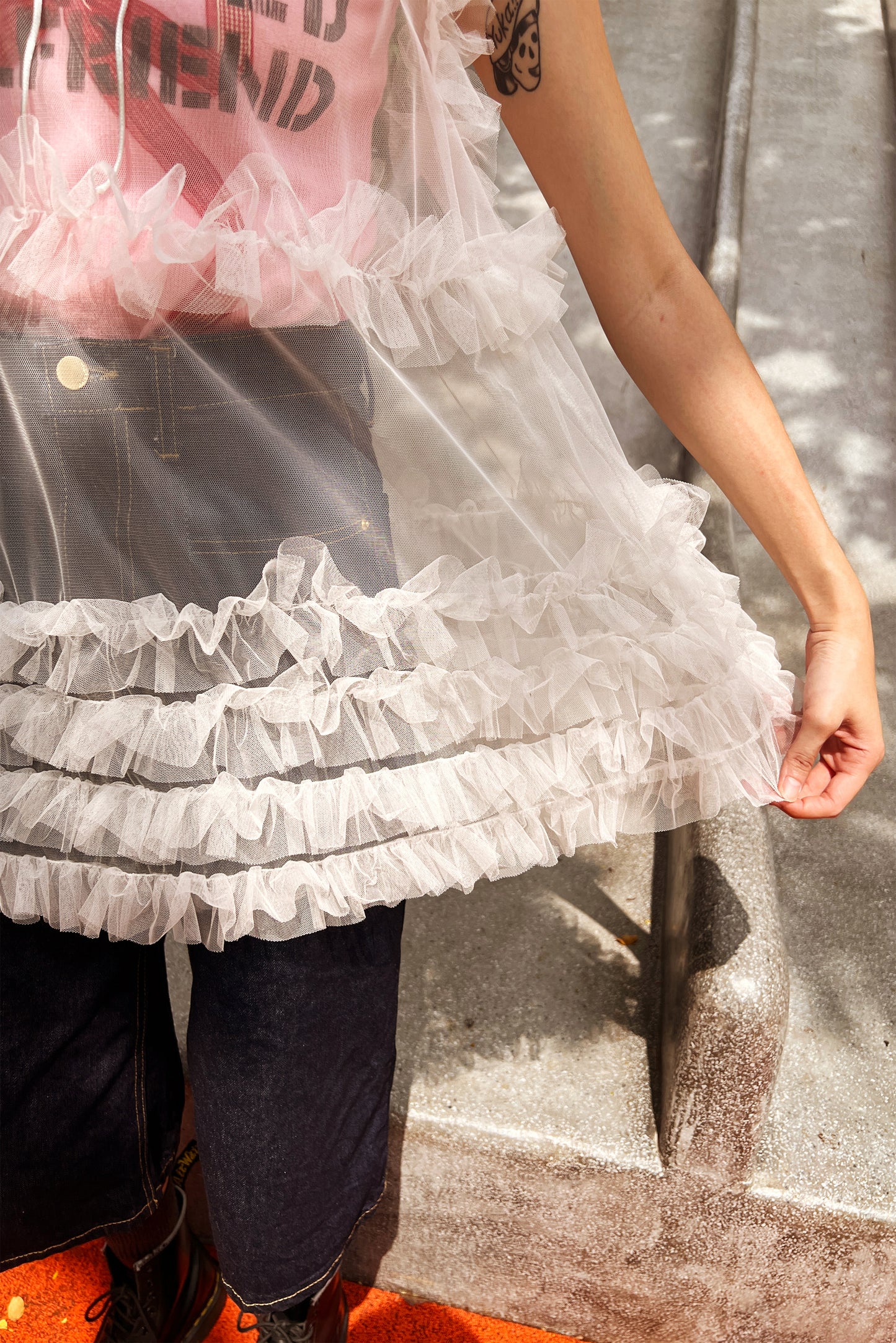 (2色)愛心結蓬紗外罩