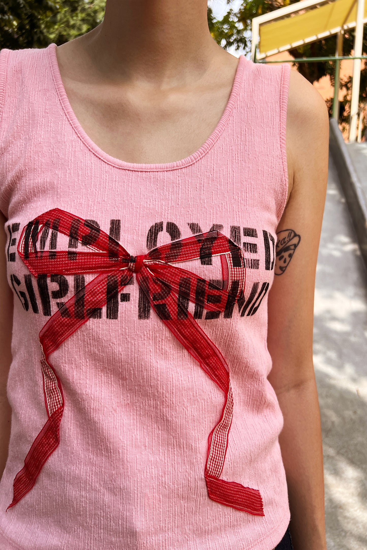 (2色)蝴蝶結壓印背心