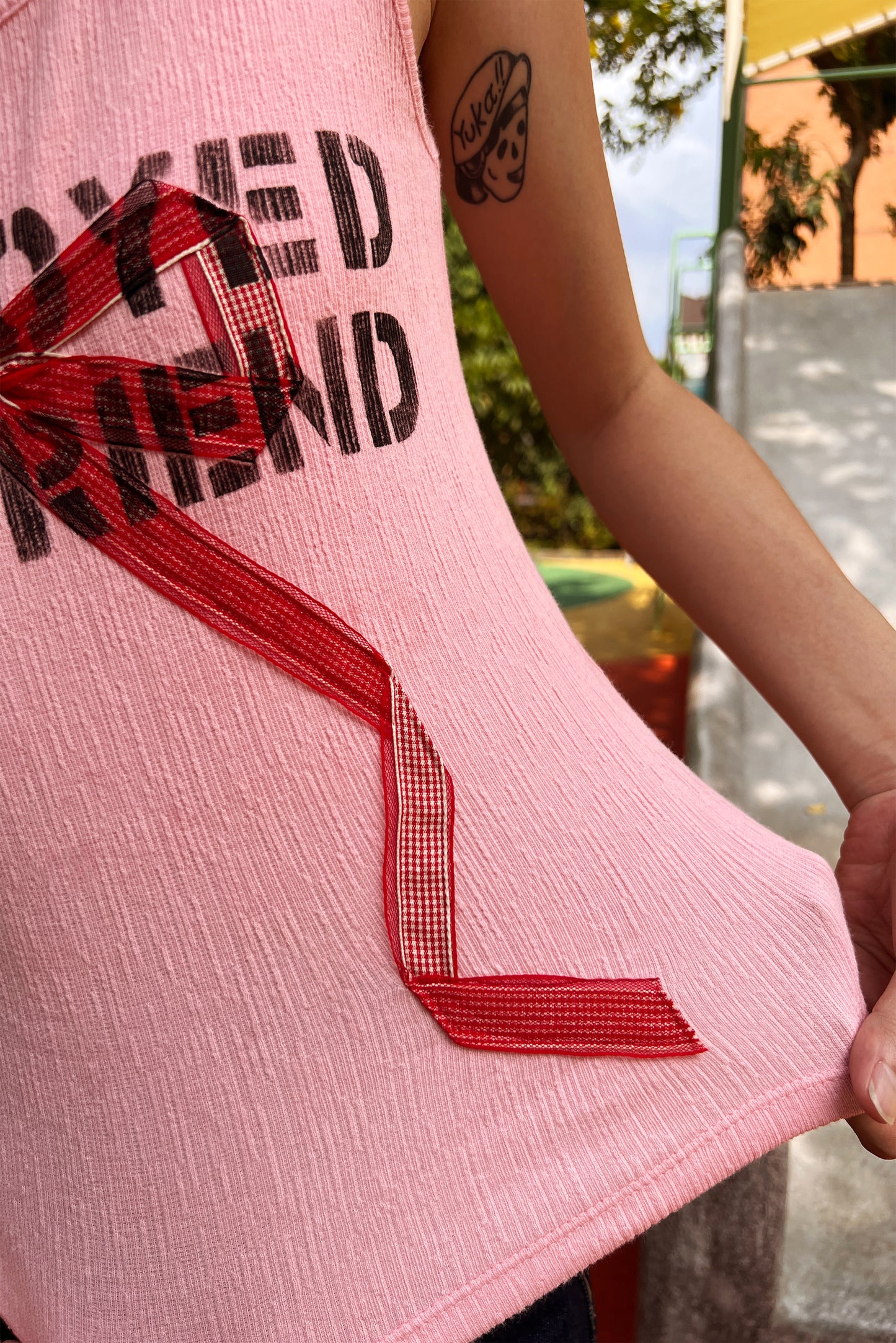 (2色)蝴蝶結壓印背心