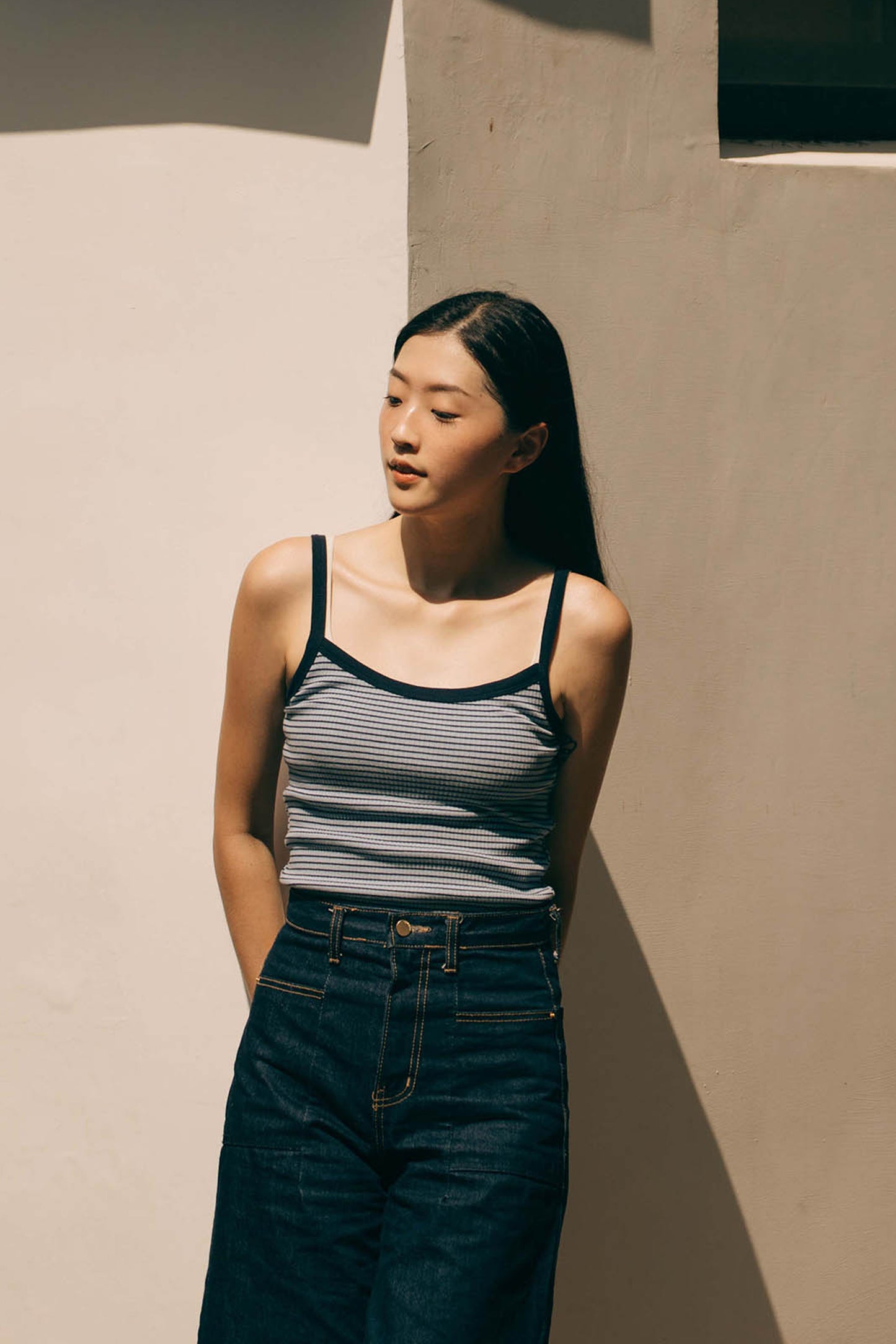 (3色)條紋細肩背心