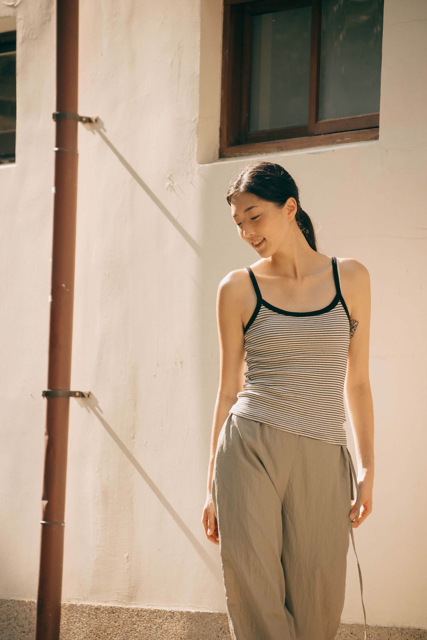 (3色)條紋細肩背心